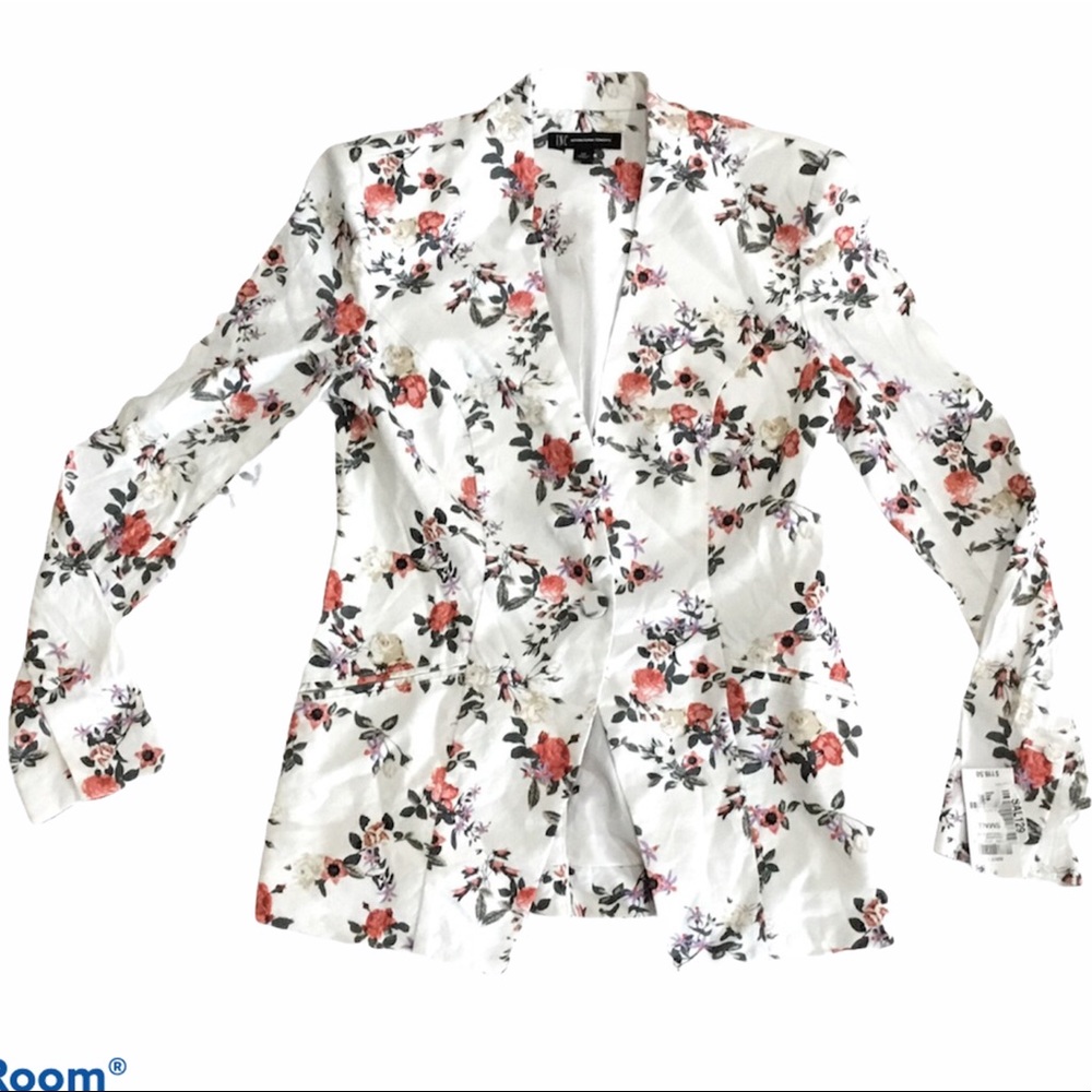 NWOT Inc Linen Blend Rose Floral Blazer  Closeout - Picture 4 of 11